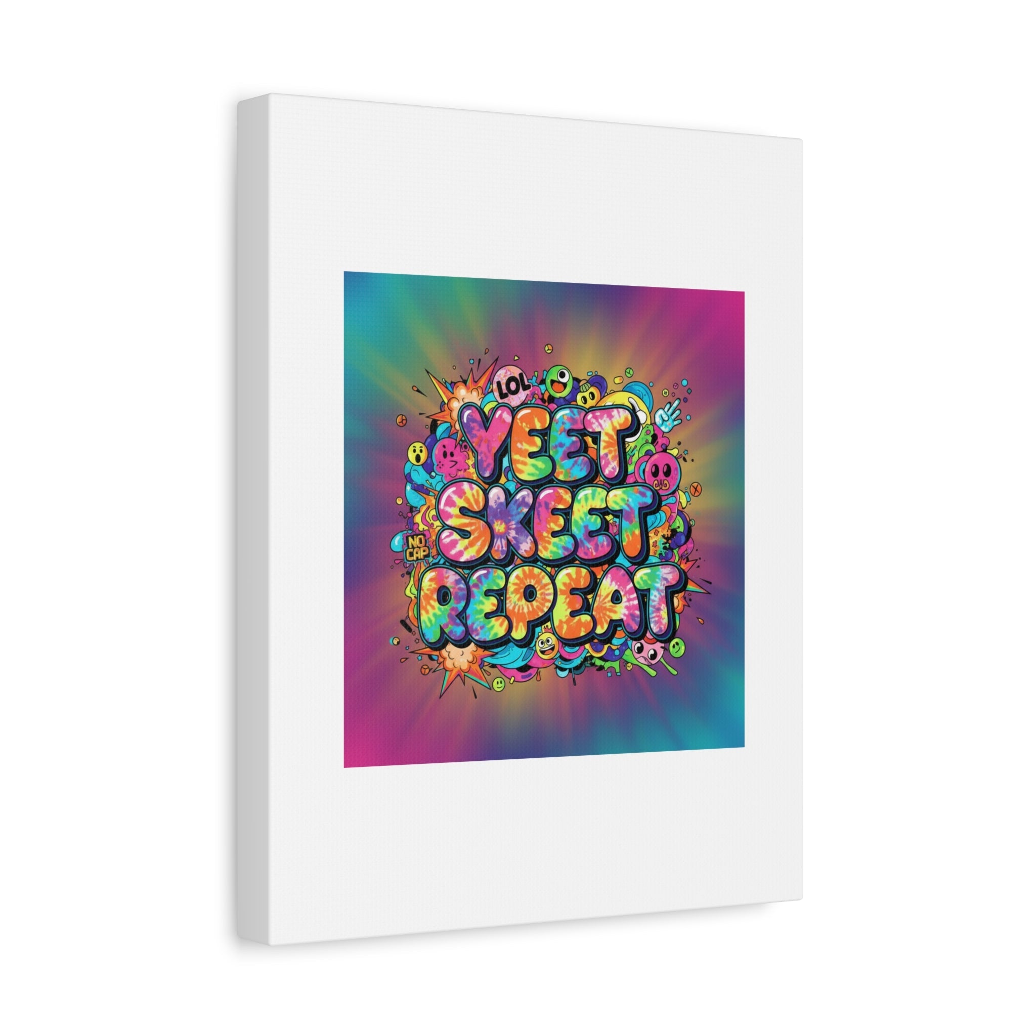 Yeet Skeet Repeat Canvas | Slogan & Glitch Graphic, Meme Phrase Wall Art