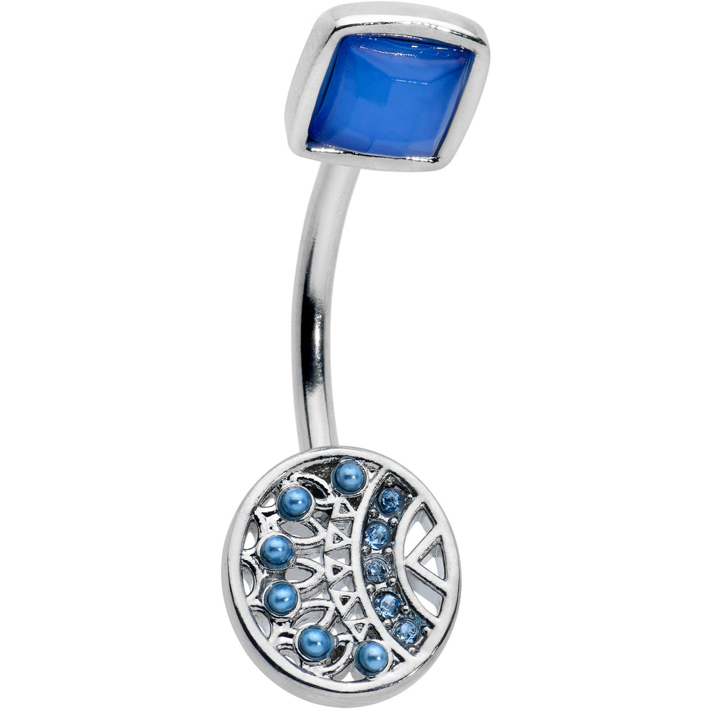 BodyCandy Geometric Blues Pattern Double Mount Belly Ring — main product shot