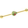 BodyCandy 14G Clear Gem Gold Tone Leafy Ladybug Industrial Barbell 38mm — main product shot