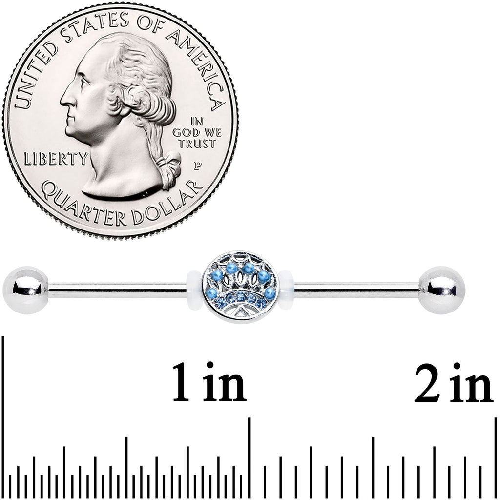BodyCandy 14G Blue Gem Geometric Blues Industrial Barbell 38mm — detail close-up