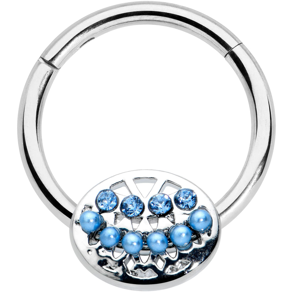 BodyCandy 16G 3/8 Blue Gem Geometric Blues Hinged Circular Ring — main product shot