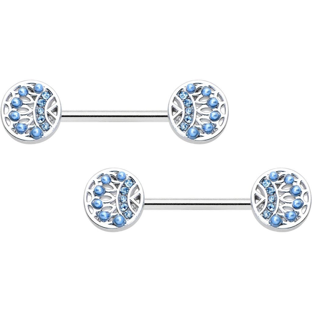 BodyCandy 14G 1/2 Blue Gem Geometric Blues Barbell Nipple Ring Set — main product shot