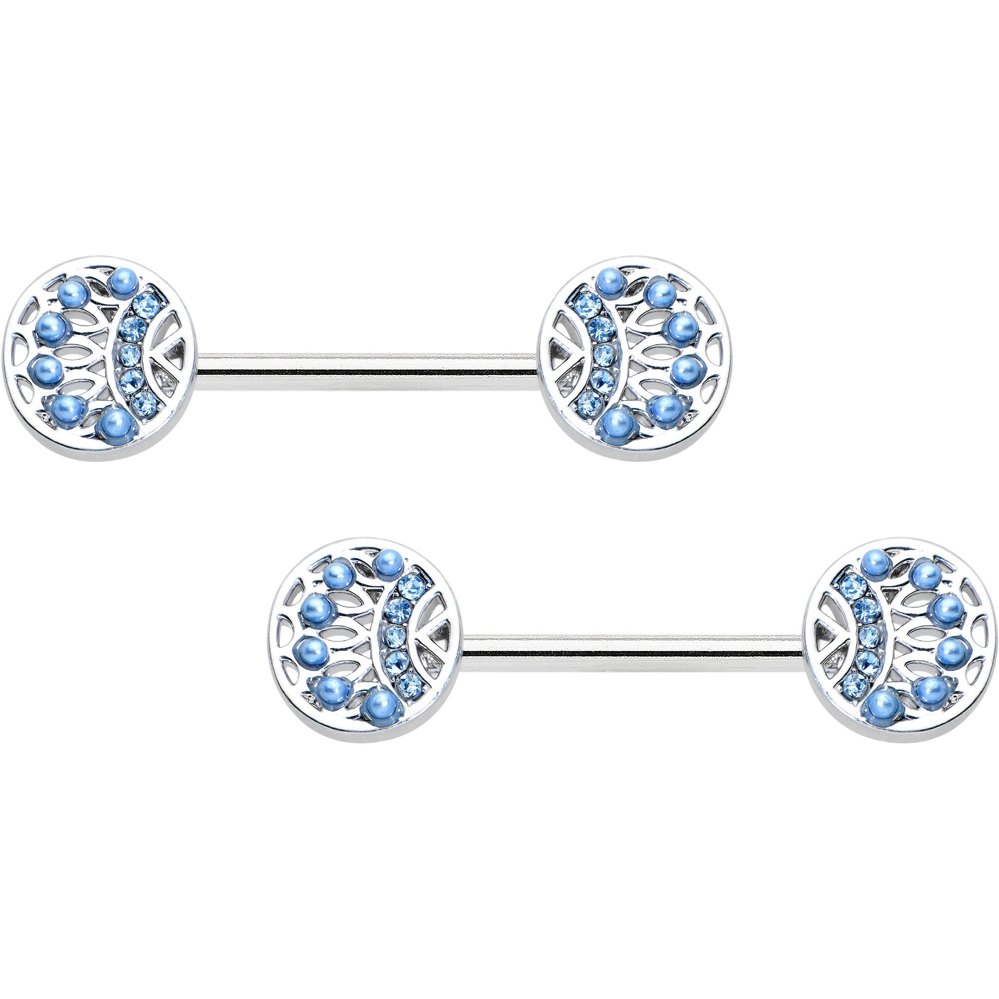 BodyCandy 14G 1/2 Blue Gem Geometric Blues Barbell Nipple Ring Set — main product shot