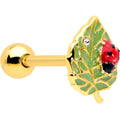 BodyCandy Clear Gem Gold Tone Leafy Ladybug Barbell Tongue Ring — main product shot