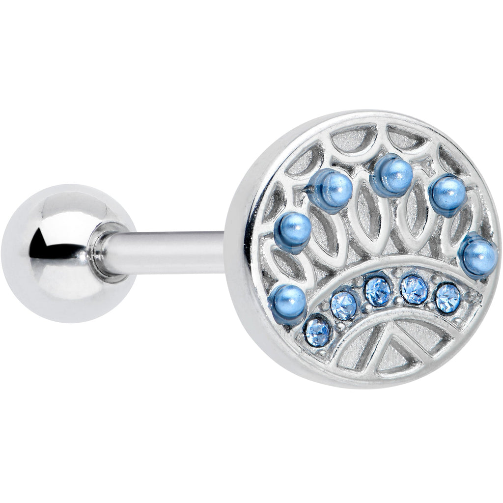 BodyCandy Blue Gem Geometric Blues Pattern Barbell Tongue Ring — main product shot