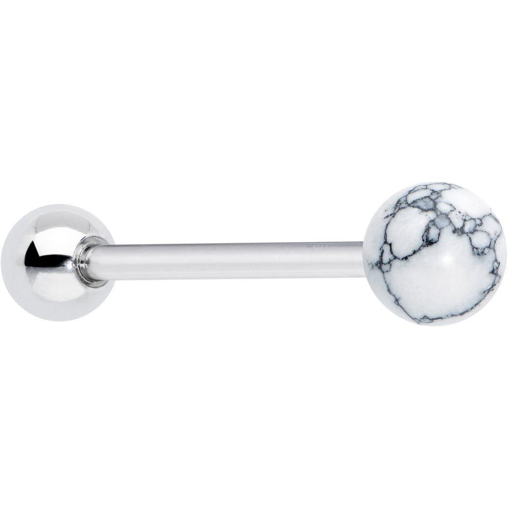 BodyCandy White Howlite Stone Top End Barbell Tongue Ring — main product shot