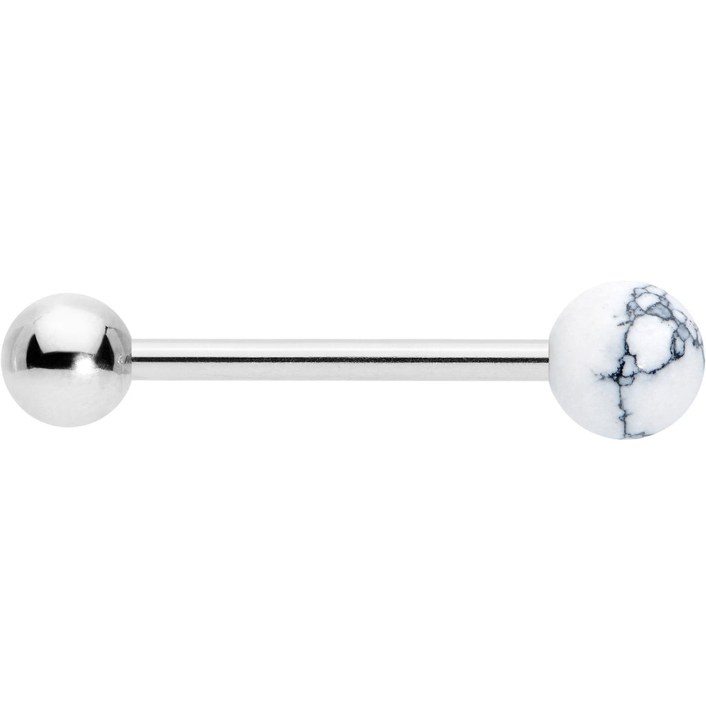 BodyCandy White Howlite Stone Top End Barbell Tongue Ring — lifestyle context