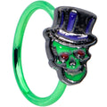 BodyCandy 20G 5/16 Green Top Hat Skull Halloween Nose Hoop — main product shot