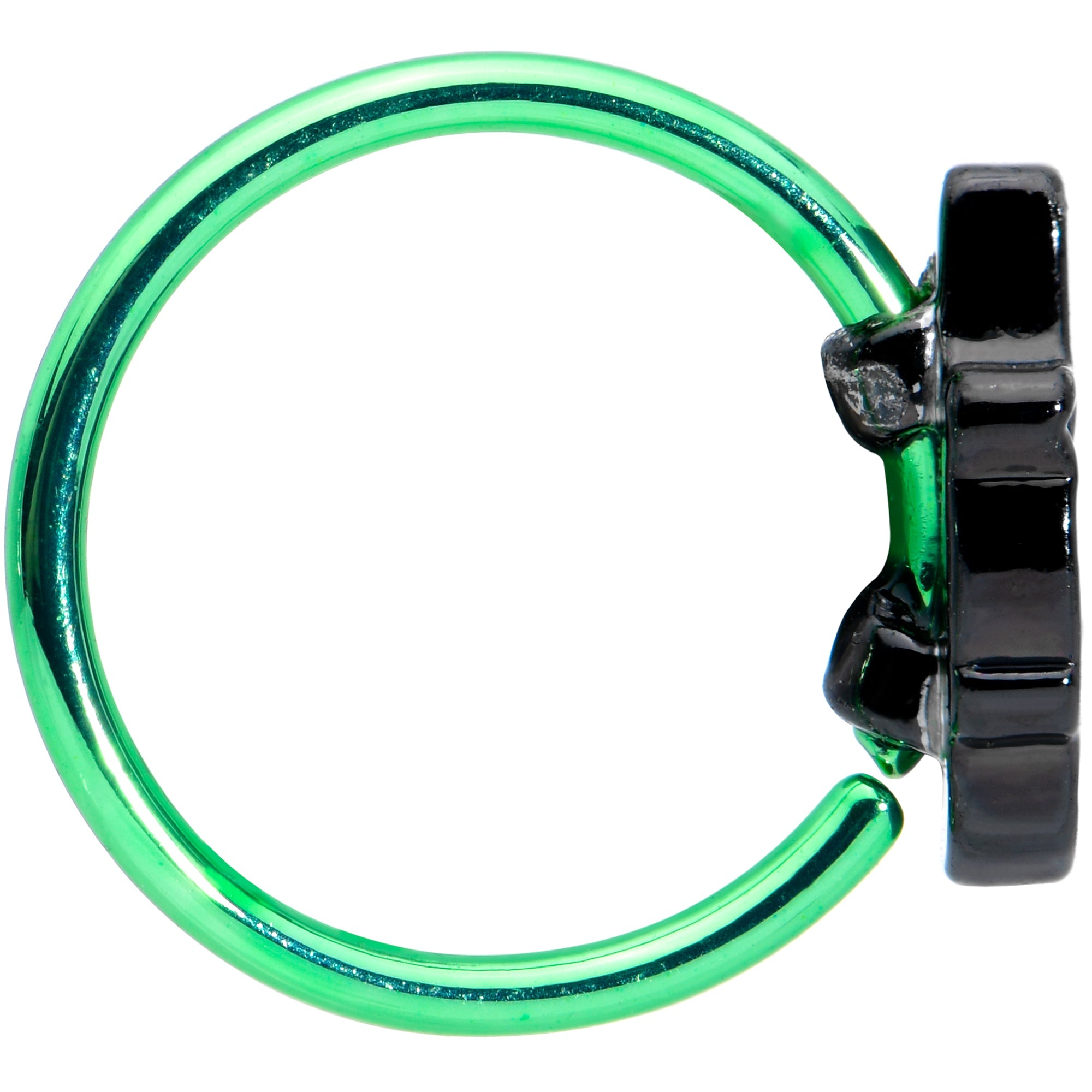 BodyCandy 20G 5/16 Green Top Hat Skull Halloween Nose Hoop — lifestyle context