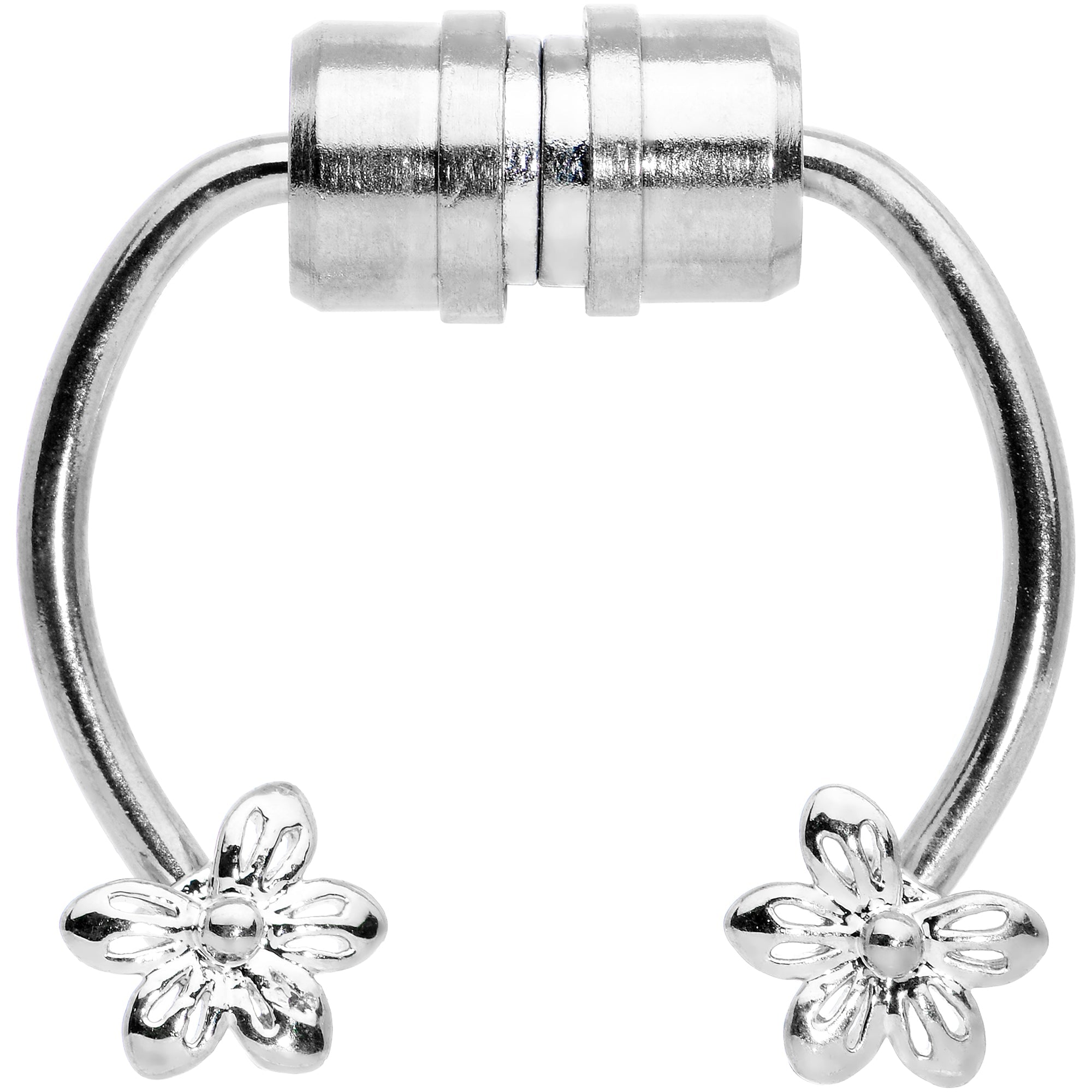 BodyCandy Flower Ends Non Pierced Magnetic Clip On Fake Septum Ring — detail close-up