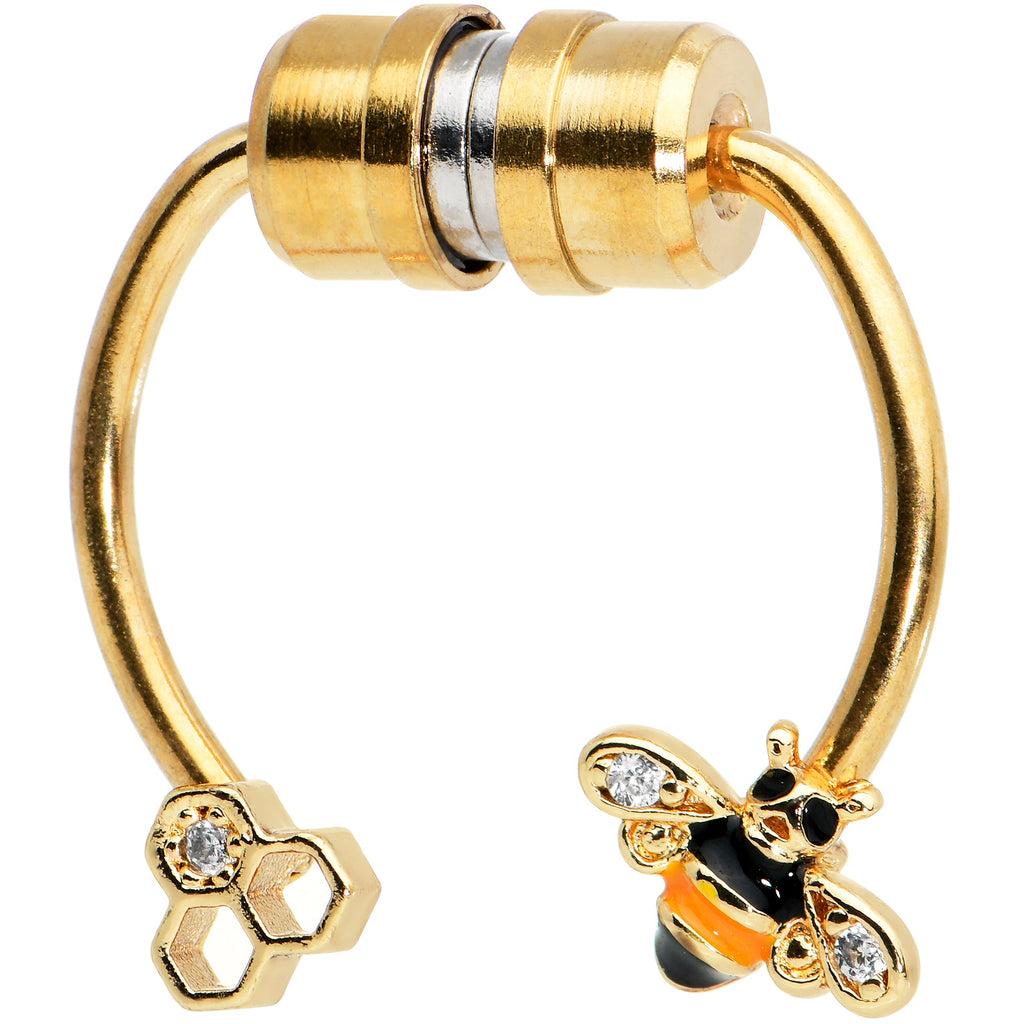 BodyCandy Clear Gem Bee Hive Gold Tone Non Pierced Magnetic Clip On Fake Septum Ring — lifestyle context