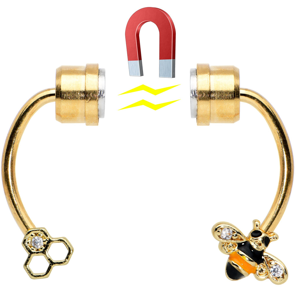BodyCandy Clear Gem Bee Hive Gold Tone Non Pierced Magnetic Clip On Fake Septum Ring — side view