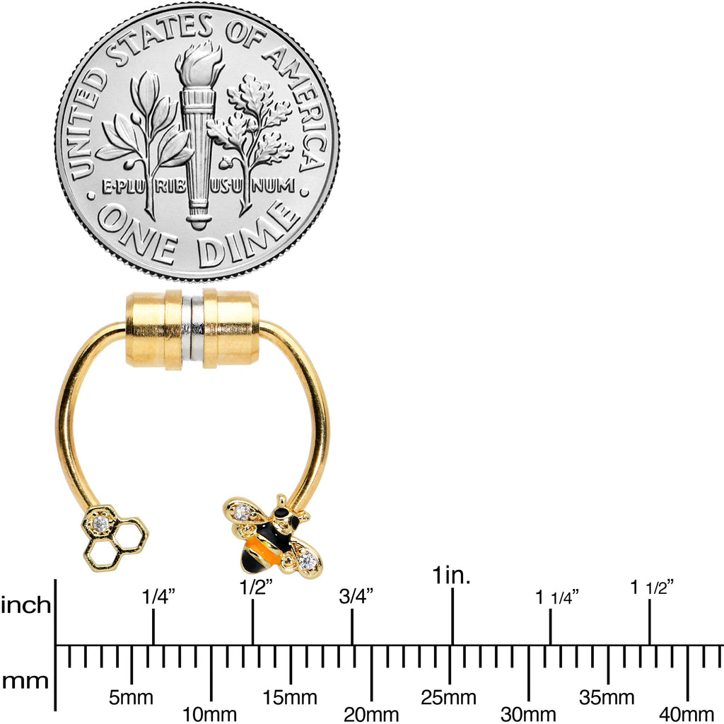 BodyCandy Clear Gem Bee Hive Gold Tone Non Pierced Magnetic Clip On Fake Septum Ring — back view