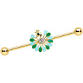 BodyCandy 14G Clear Black Gold Tone Pretty Peacock Industrial Barbell 38mm — main product shot