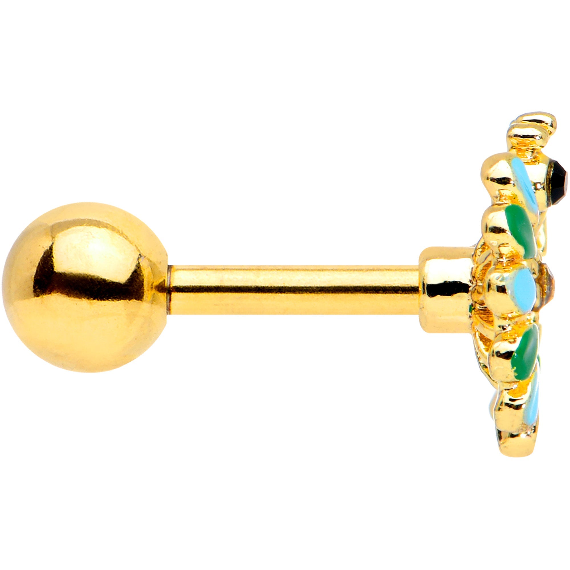 BodyCandy 16G 1/4 Clear Black Gem Gold Tone Pretty Peacock Cartilage Tragus — lifestyle context