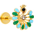 BodyCandy 16G 5/16 Clear Black Gem Gold Tone Pretty Peacock Labret Tragus — main product shot