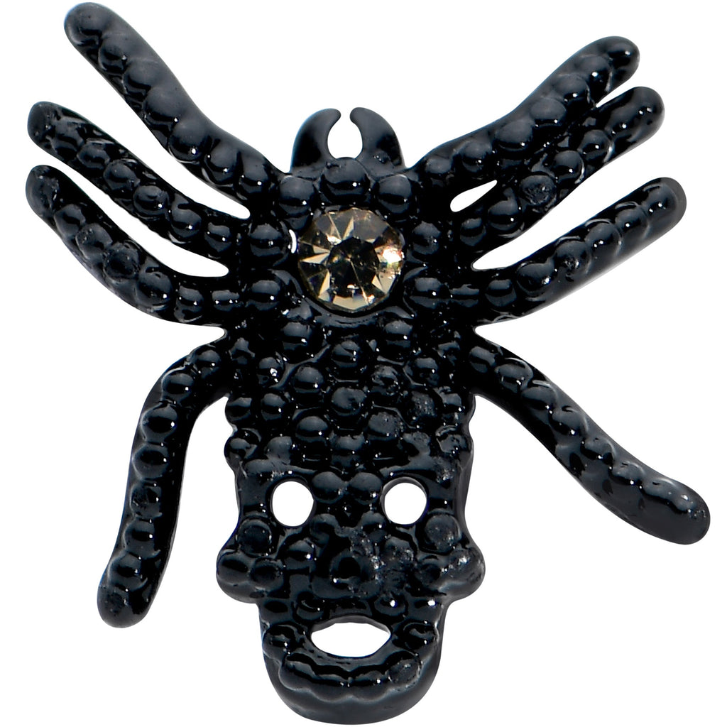BodyCandy 16G 1/4 Yellow Gem Black Spider Halloween Cartilage Tragus Earring — detail close-up