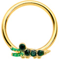 BodyCandy 16G 3/8 Green Gem Gold Tone Happy Alligator BCR Captive Ring — main product shot