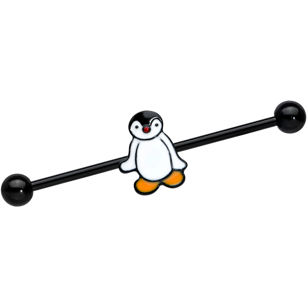 BodyCandy 14G Black Baby Penguin Industrial Barbell 38mm — main product shot