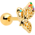 BodyCandy 16G 1/4 Clear CZ Gem Gold Tone Heart Butterfly Cartilage Tragus — main product shot