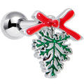 BodyCandy 16G 1/4 Pine Bough Red Bow Christmas Cartilage Tragus Earring — main product shot