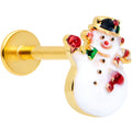 BodyCandy 16G 5/16 Gold Tone Waving Snowman Christmas Labret Monroe Tragus — main product shot