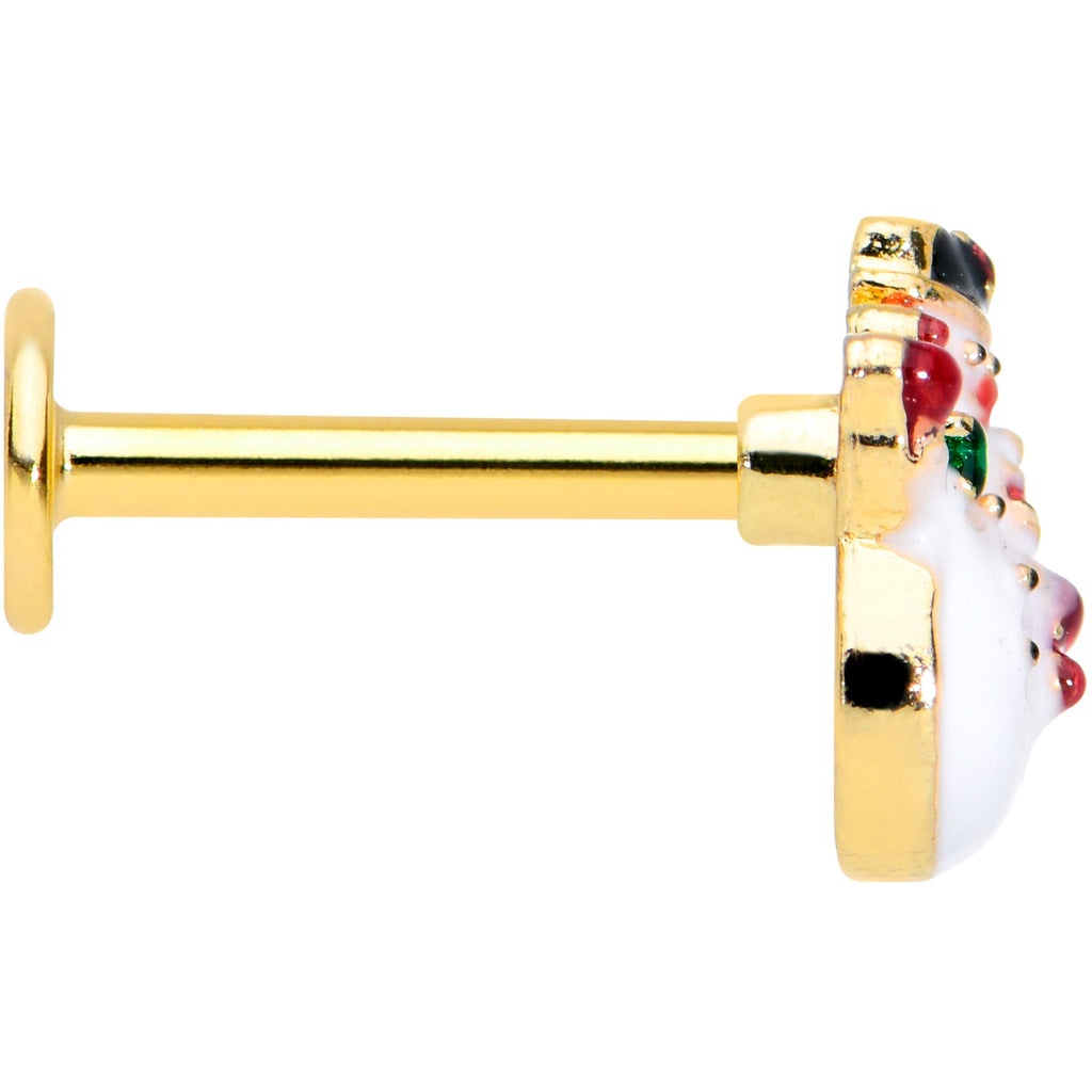 BodyCandy 16G 5/16 Gold Tone Waving Snowman Christmas Labret Monroe Tragus — lifestyle context