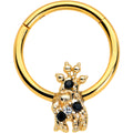 BodyCandy 16G 3/8 Black Gem Gold Tone Decadent Deer Hinged Segment Ring — main product shot
