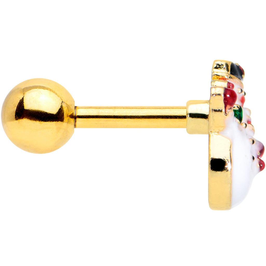BodyCandy 16G 1/4 Gold Tone Waving Snowman Christmas Cartilage Tragus — lifestyle context