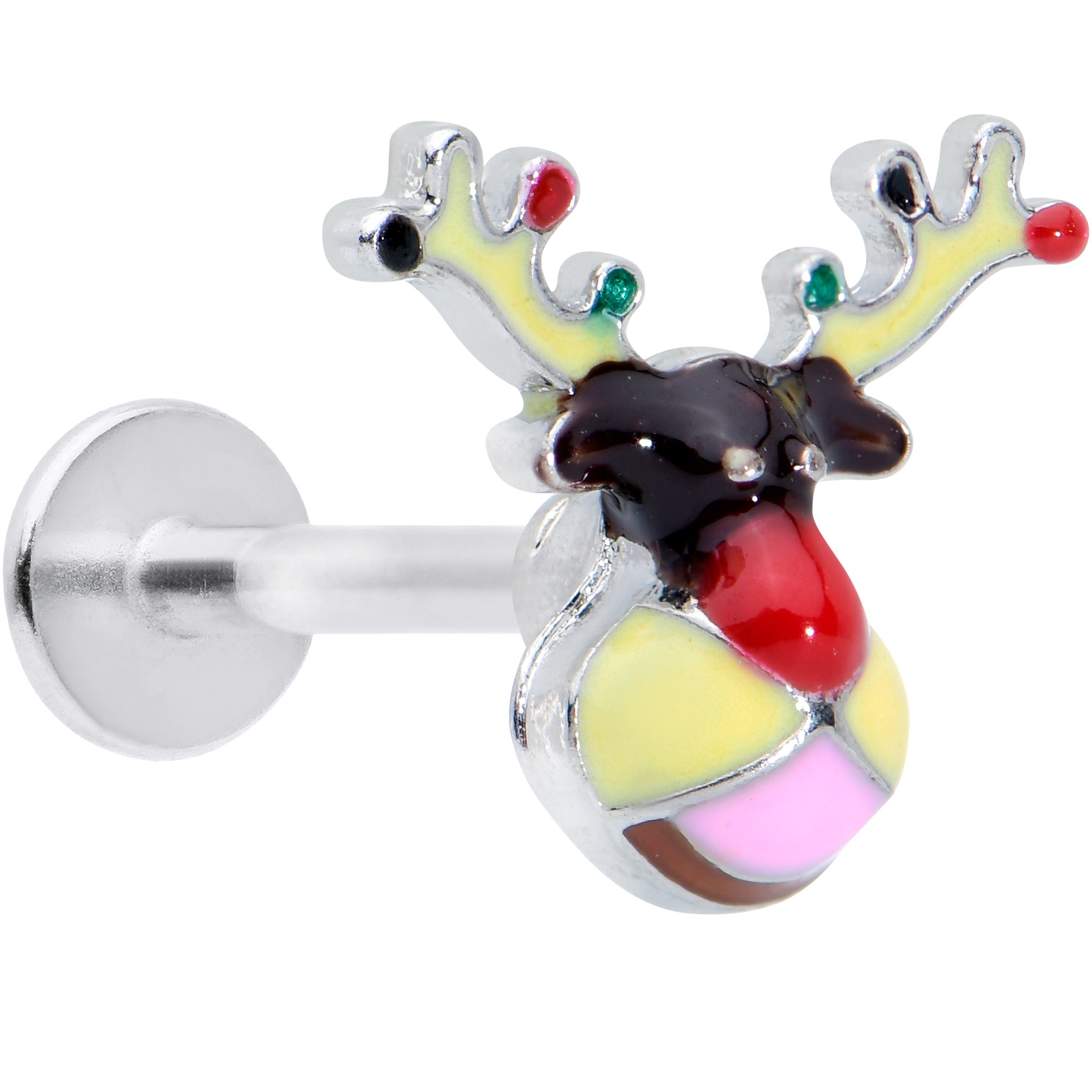 BodyCandy 16G 5/16 Colorful Reindeer Christmas Labret Monroe Tragus — main product shot