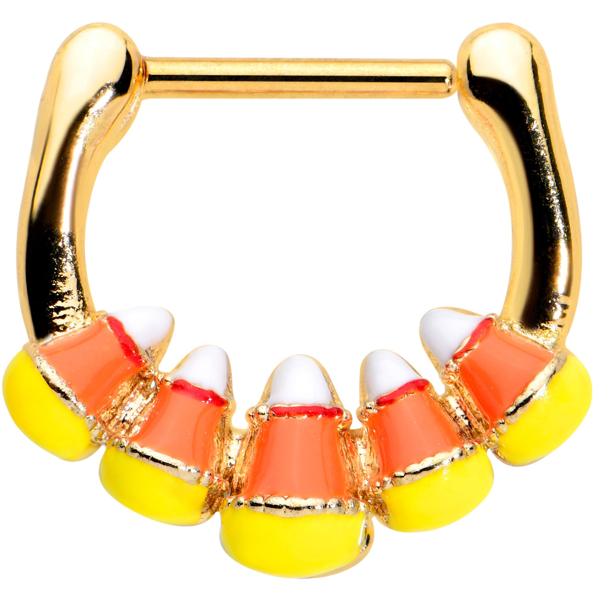 BodyCandy 16G 5/16 Gold Tone Candy Corn Halloween Cartilage Clicker — main product shot