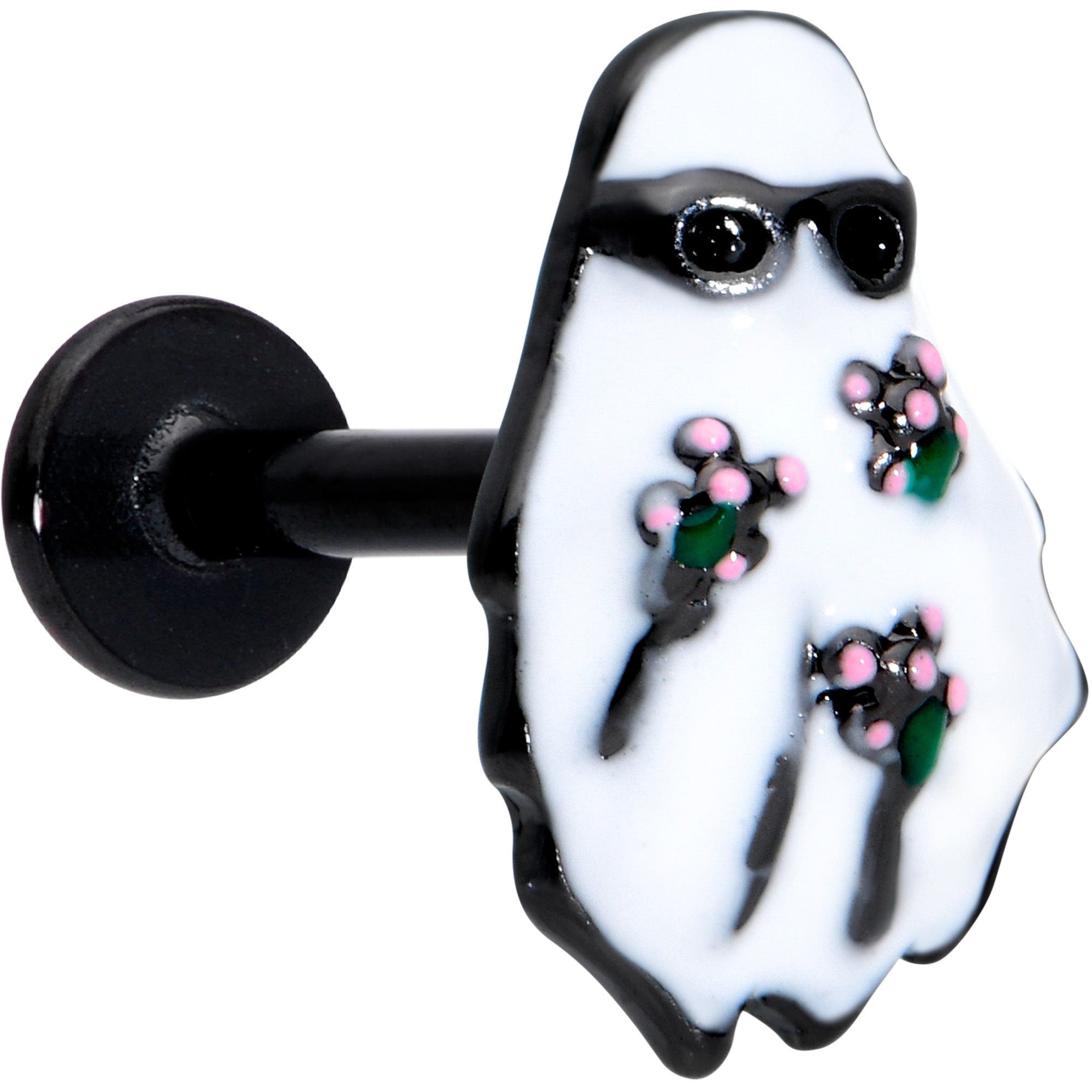 BodyCandy 16G 5/16 Black Hipster Ghost Halloween Labret Monroe Tragus — main product shot