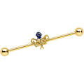 BodyCandy 14G Gold Tone Textured Blue Octopus Industrial Barbell 38mm — main product shot