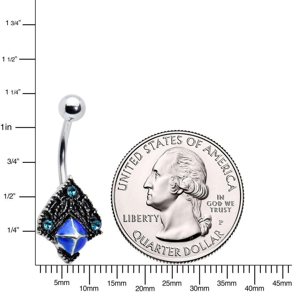 BodyCandy Blue Gem Rococo Blues Elegant Belly Ring — detail close-up