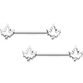 BodyCandy 14G 9/16 Autumn White Maple Leaf Barbell Nipple Ring Set — main product shot