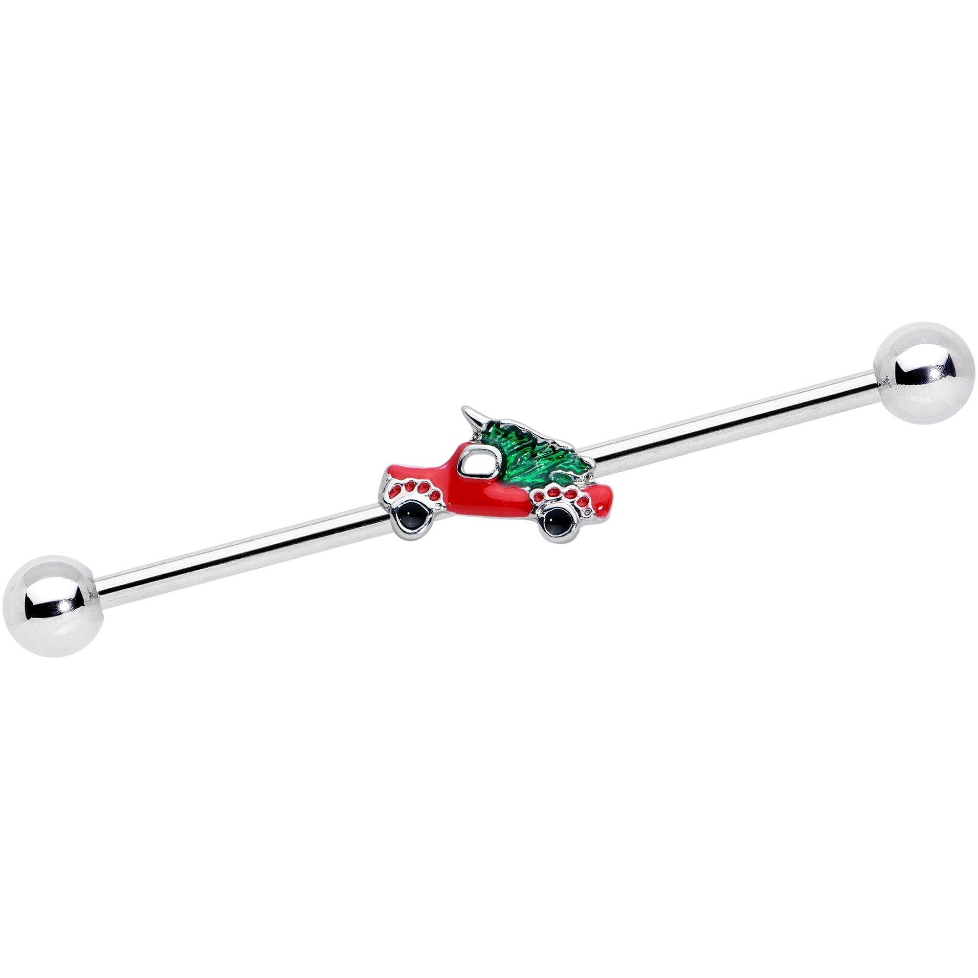 BodyCandy 14G Christmas Tree in a Truck Industrial Barbell 38mm — main product shot
