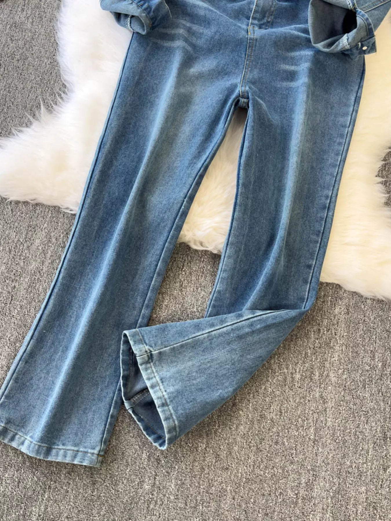 Button Front Wide Leg Denim Jumpsuit