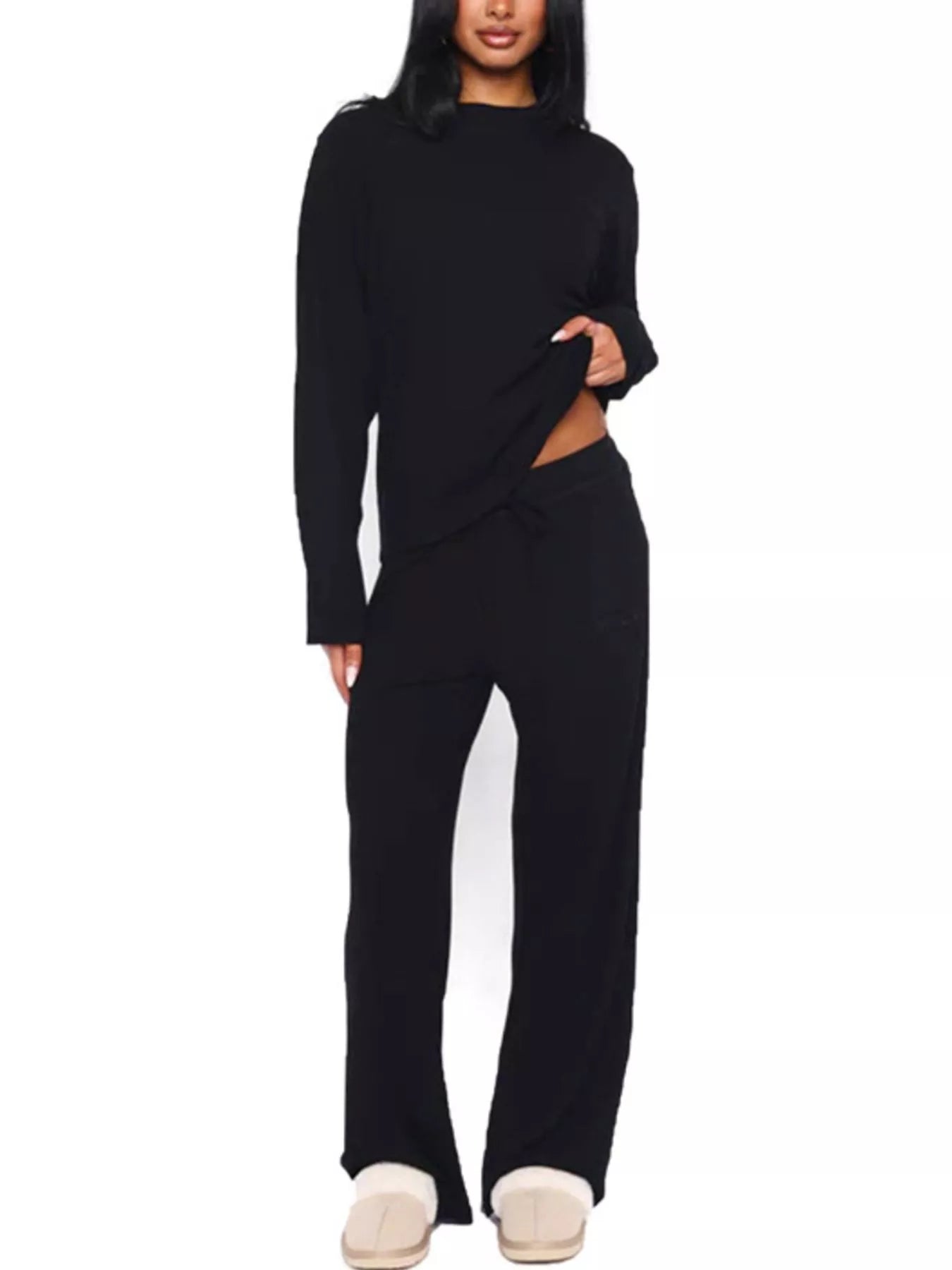 Relaxed Fit Long Sleeve Top and Pants Set