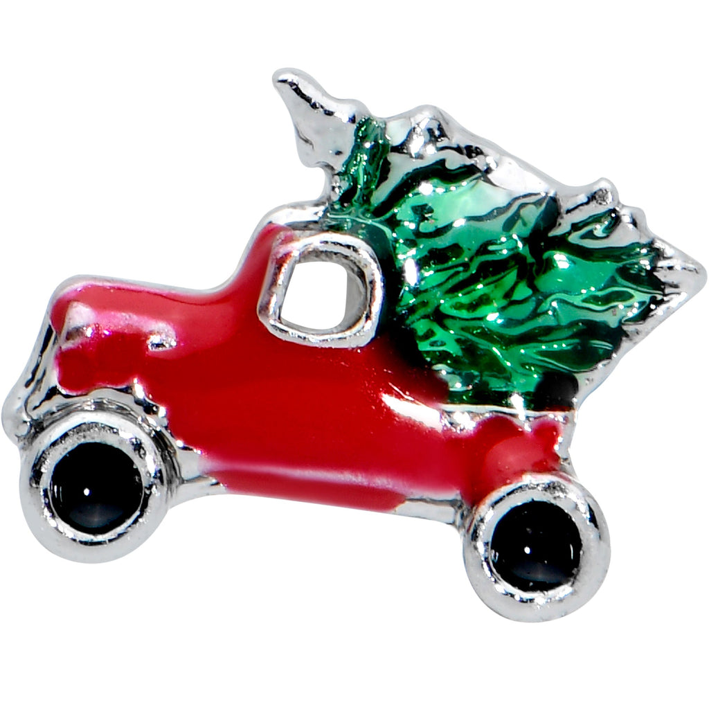 BodyCandy 16G 5/16 Christmas Tree in a Truck Labret Monroe Tragus — detail close-up