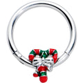 BodyCandy 16G 3/8 Pair of Christmas Candy Canes Hinged Segment Ring — main product shot