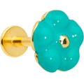 BodyCandy 16G 1/4 Gold Tone Little Green Flower Labret Monroe Tragus — main product shot