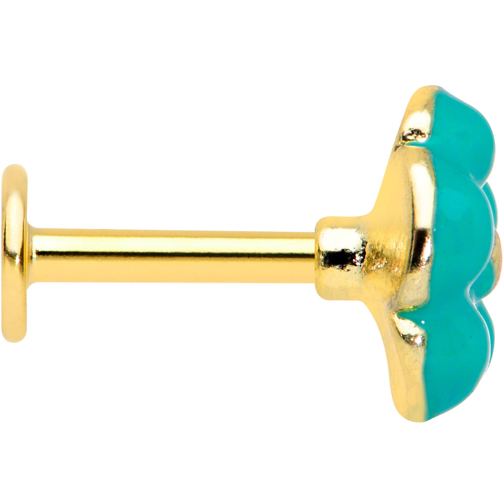 BodyCandy 16G 1/4 Gold Tone Little Green Flower Labret Monroe Tragus — lifestyle context