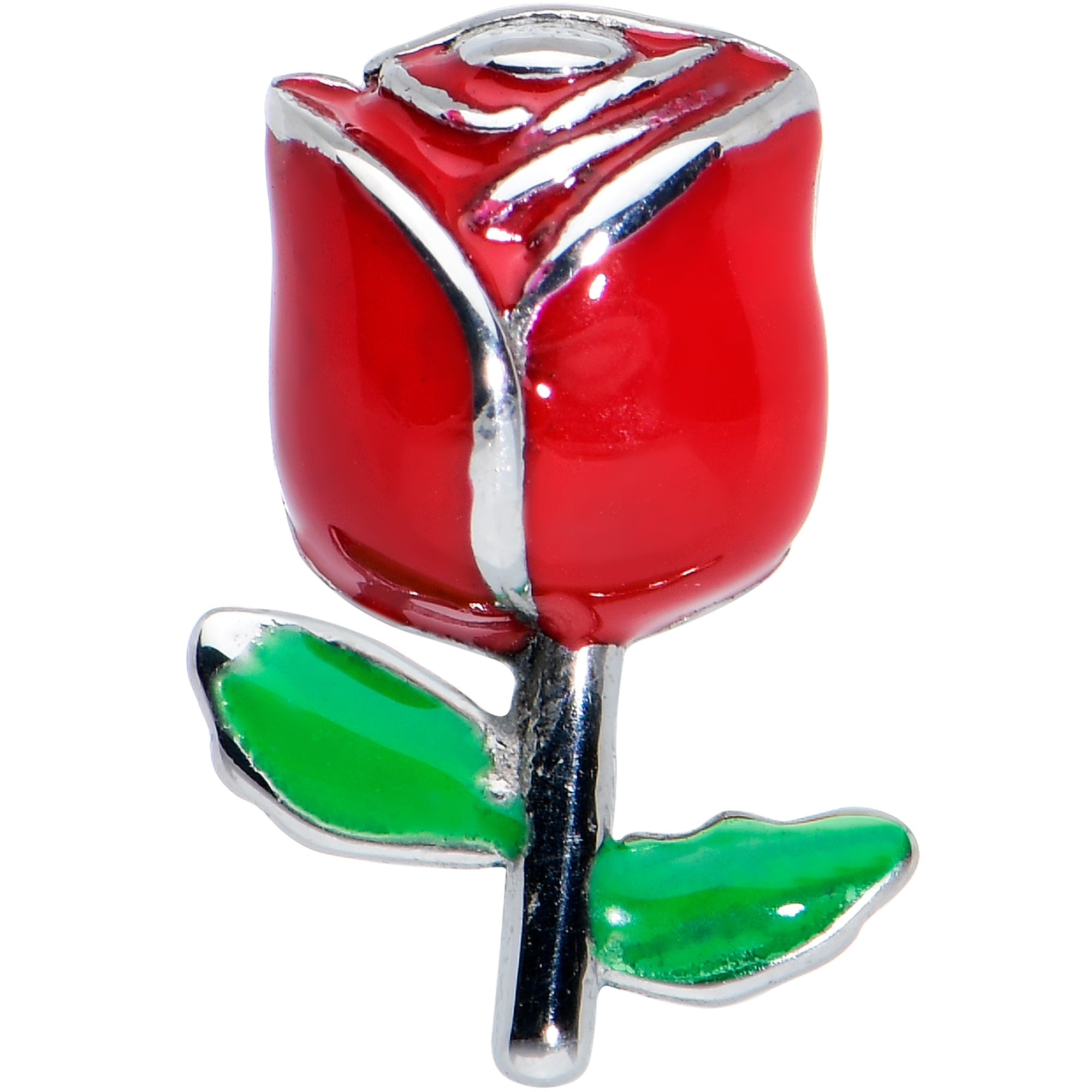 BodyCandy Roses Are Red Valentines Day Barbell Tongue Ring — detail close-up