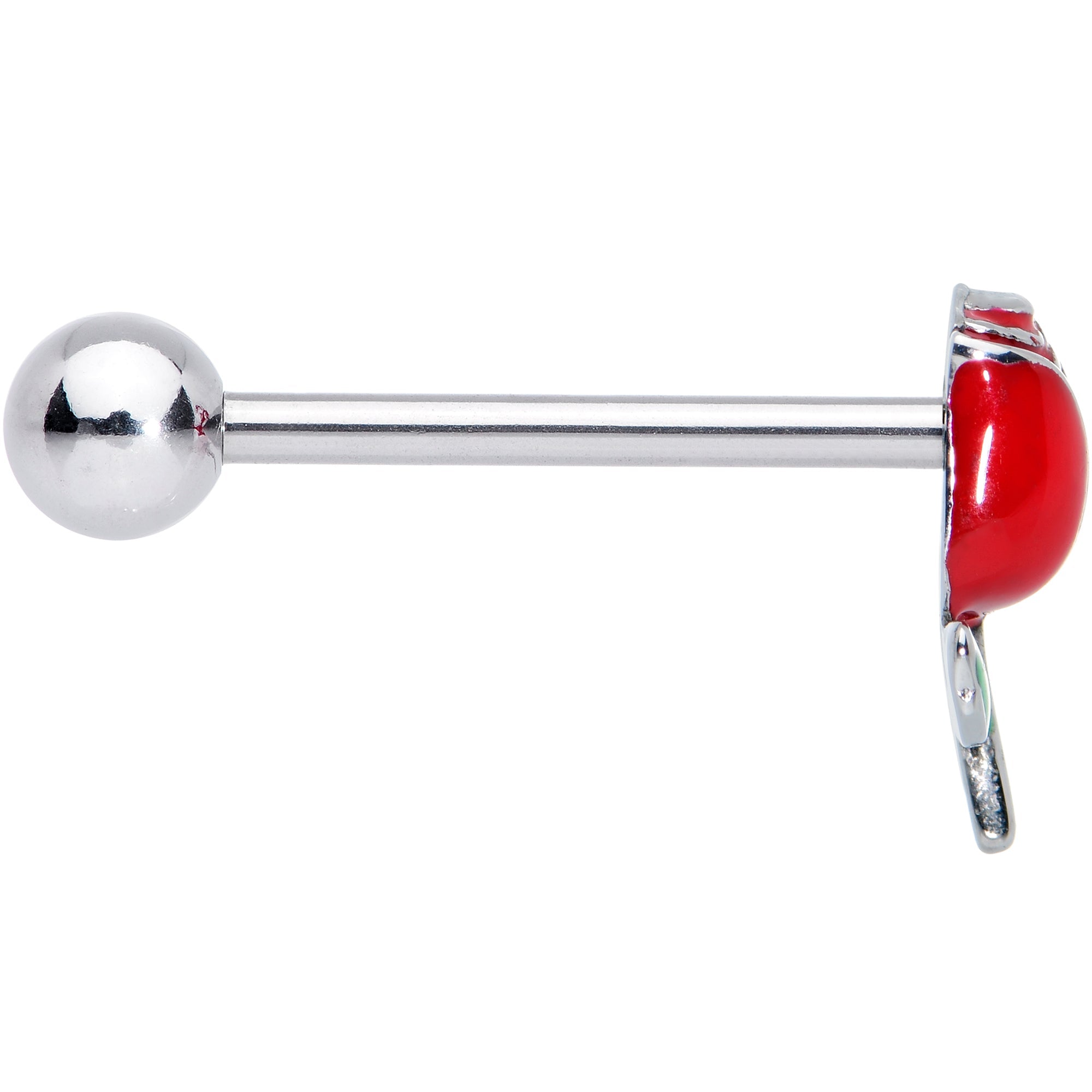 BodyCandy Roses Are Red Valentines Day Barbell Tongue Ring — lifestyle context
