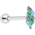 BodyCandy Filigree Blue Green Leaves Barbell Tongue Ring — main product shot