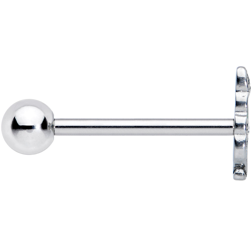 BodyCandy Filigree Blue Green Leaves Barbell Tongue Ring — lifestyle context