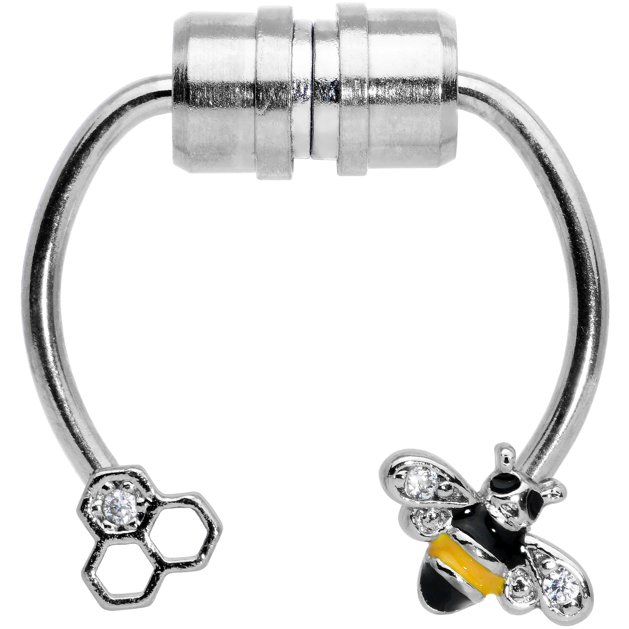 BodyCandy Clear Gem Bee Hive Non Pierced Magnetic Clip On Fake Septum Ring — detail close-up