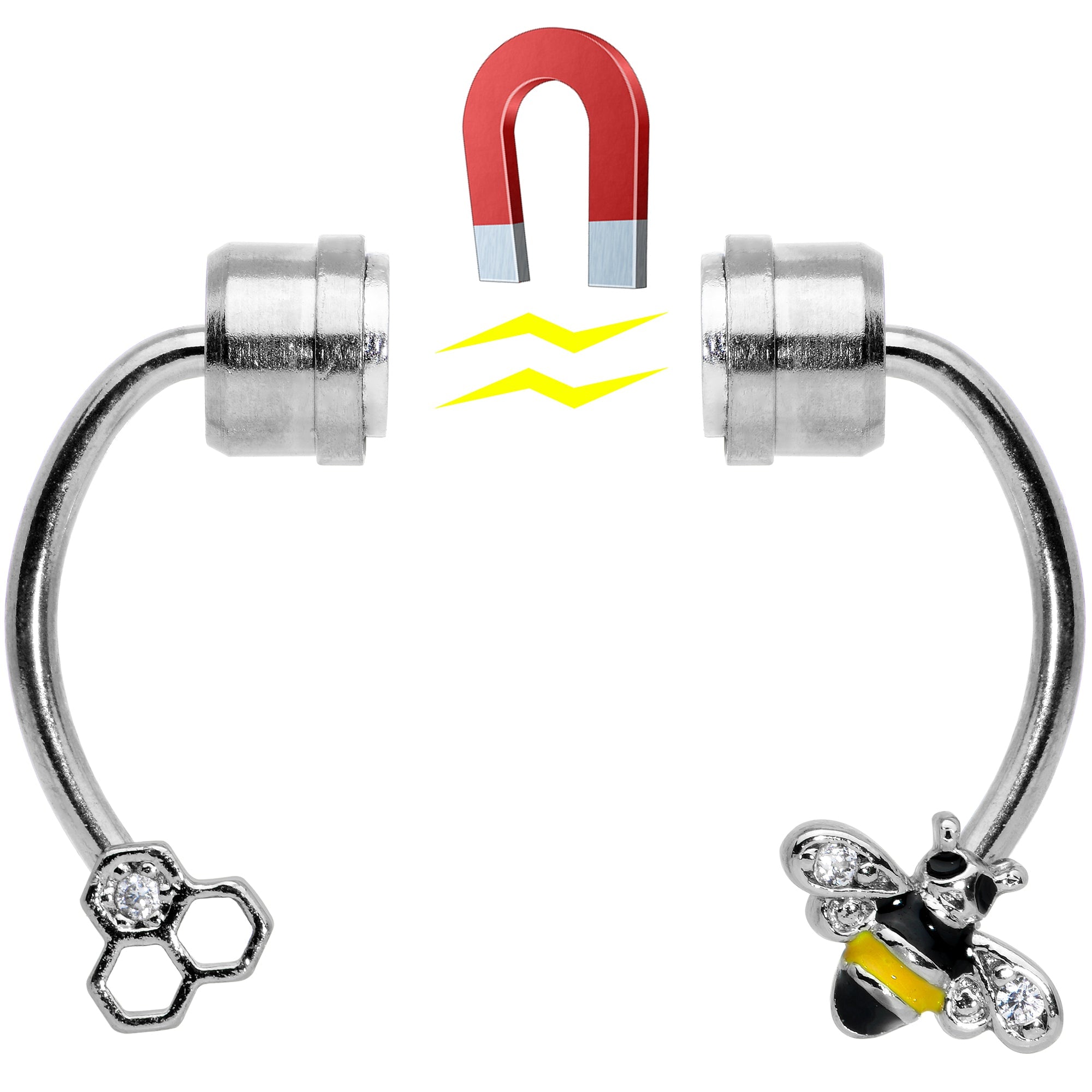 BodyCandy Clear Gem Bee Hive Non Pierced Magnetic Clip On Fake Septum Ring — side view