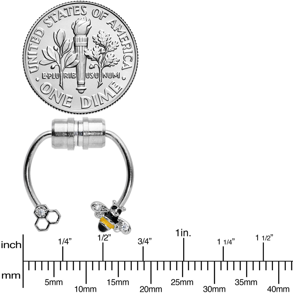 BodyCandy Clear Gem Bee Hive Non Pierced Magnetic Clip On Fake Septum Ring — back view