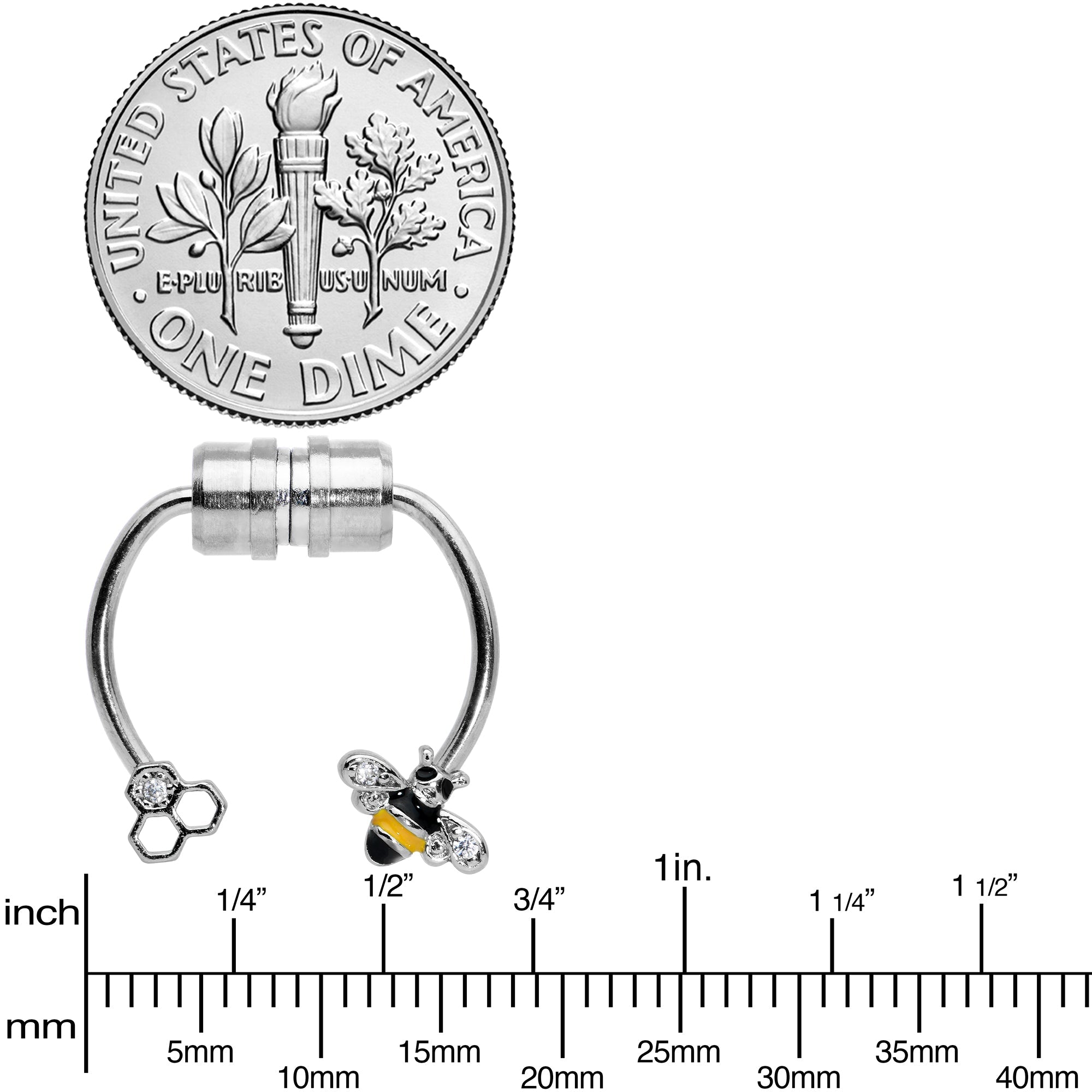 BodyCandy Clear Gem Bee Hive Non Pierced Magnetic Clip On Fake Septum Ring — back view